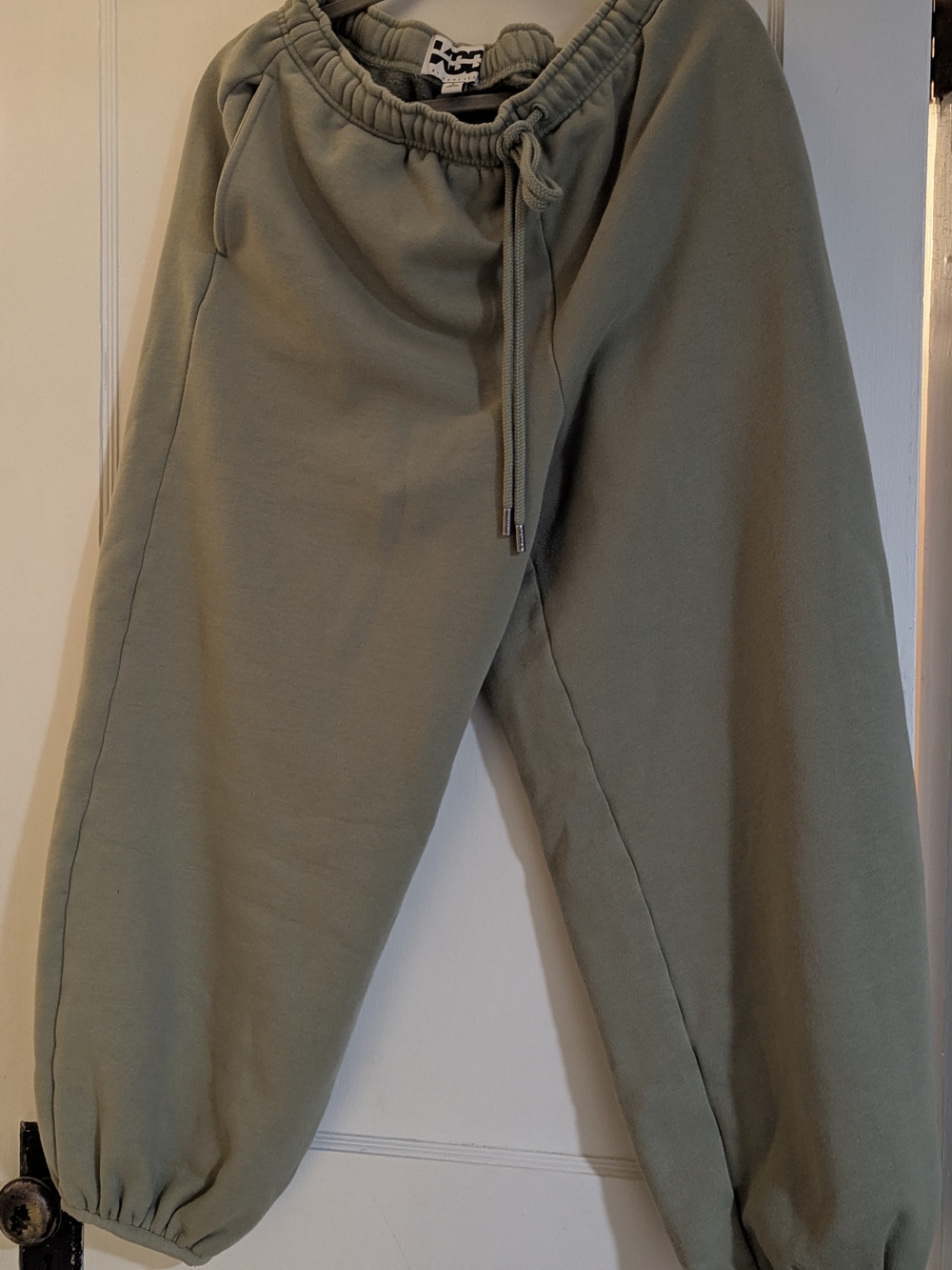 Relaxed Olive Drawstring Track Joggers